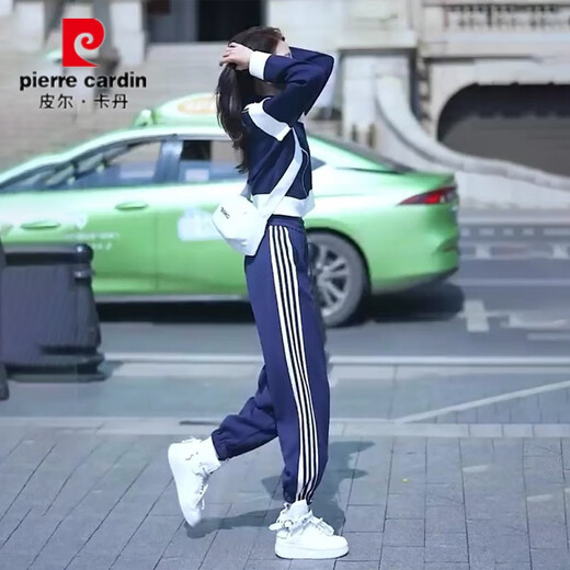 Pier Cardin plus velvet thickened sweatshirt set for women Autumn and Winter 2025 new street-fried casual sports two-piece set fashionable and fashionable, age-reducing, Tibetan blue plus velvet style [723] S [Suggested 80-100Jin [Jin equals 0.5 kg]]