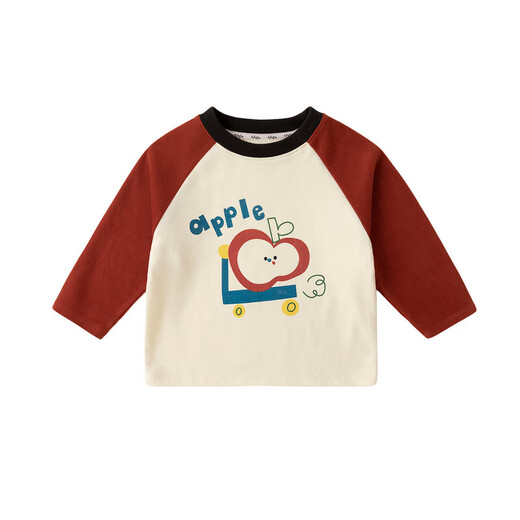 Dudu baby long-sleeved T-shirt spring boys contrasting color patchwork tops spring and autumn girls casual children versatile children's clothing green 90