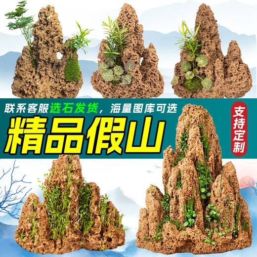 High-quality water-absorbing stone bonsai fish pond rockery micro-landscape decoration natural rockery stone landscaping raw stone high-quality 20-24cm water-absorbing stone with basin