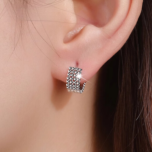 QIANSHU's new PT950 platinum shiny laser embroidered earrings, women's earrings and buckles, fashionable platinum earrings for lovers, platinum embroidered earrings (weighing about 3.9-4.1 grams)
