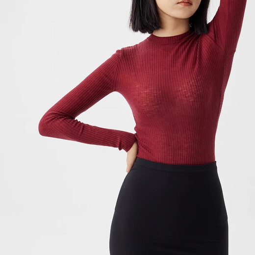 Wolford 沃尔福特时尚休闲空气羊毛针织内搭修身套头衫53203 9793 杏色 M