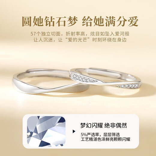 Chinese gold platinum diamond ring for men and women platinum wedding diamond ring birthday gift for girlfriend and wife for wedding platinum Möbius diamond ring