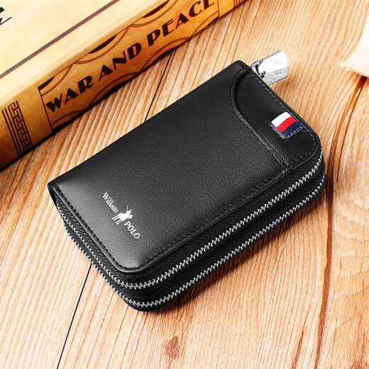 Kaiser Paul Key Bag Herren Kartenbeutel Herrener Leder Reißverschluss Mode Universal Schlüsselbeutel Doppelschicht großer Kapazitätskartenabdeckung Blau