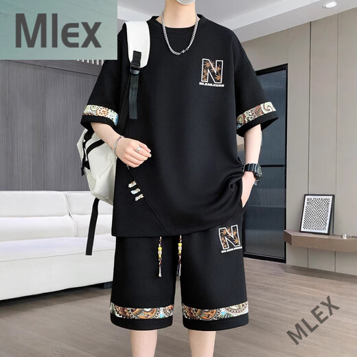 MLEX凌越男装店2025夏季新款休闲运动套装男士时尚百搭两件套 白色(YYW6195) 2XL 【140-160斤】