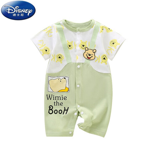 Disney Baby Summer Onesie Dünne Babykleidung Sommerkleidung Neugeborene Kurzärmel-Haute-Kleidung kriechende Kleidung für den Sommer mit atmungsaktivem grünen Riemen mit kurzärztem Einzel Stück 73 cm Größe