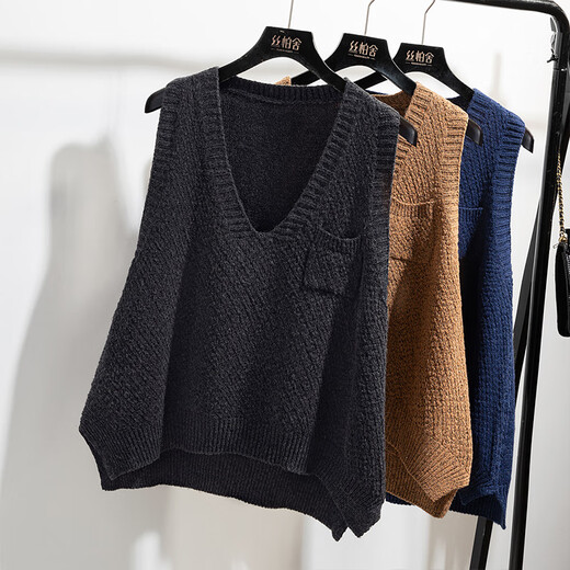 Sibaishe Sleeveless Vest 2025 Autumn New Style Women's Commuting Simple Pocket Pullover Covering Flesh Slimming Top