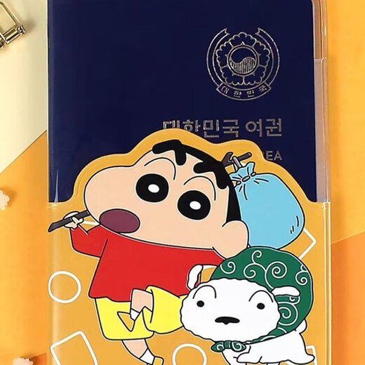 护照保护套卡通  韩国flyingwhales卡通小新PVC透明旅行护照夹机 小白小新护照保护套