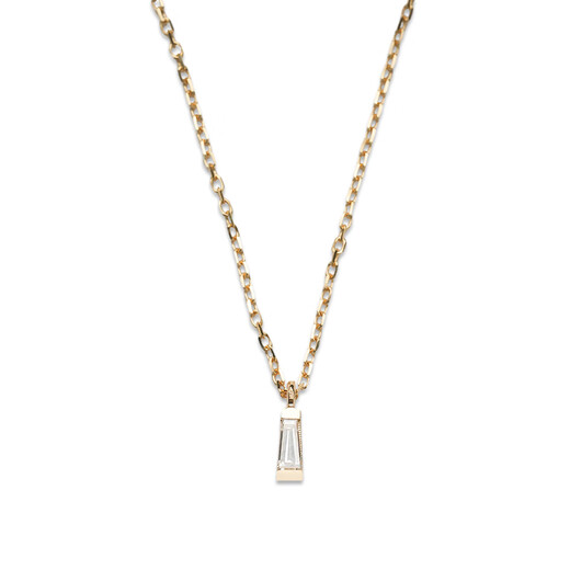 Qianjun 18K gold au750 single baguette stone pendant necklace women's clavicle chain jewelry 18k gold natural diamond pre-sale about 5-8 days