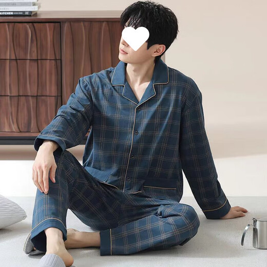 荣西图（RONGXITU）睡衣男士2025新款春秋季大码男款男生家居服长袖套装显瘦 NY12013男(纯棉) 175 L (100-130斤)