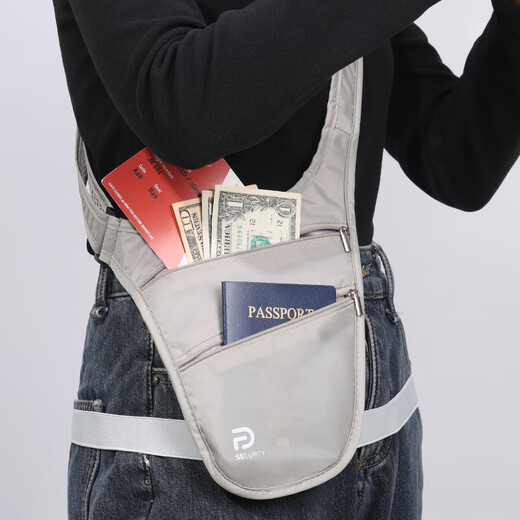 Huayu Qimeng Antift Sac Certe Ajustement Sac de taille voyage à l'étranger Sports Européens Hommes et femmes Invisible Sac de passeport mince Portefeuille Antift Portefeuille et femmes Gray [Invisible Ferme Ajustement anti-vol] All-Code