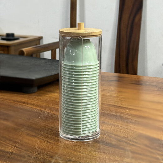 Disposable tea cup 60ML jade imitation jade high-end small Chinese tea cup thickened anti-scalding travel portable jade cup 100 pieces + cup holder