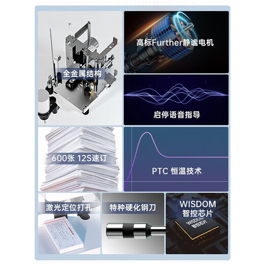 得力DELI得力全自动装订机财务凭证办公会计电动打孔机热熔胶管打孔装订机 【得力14666装订机】