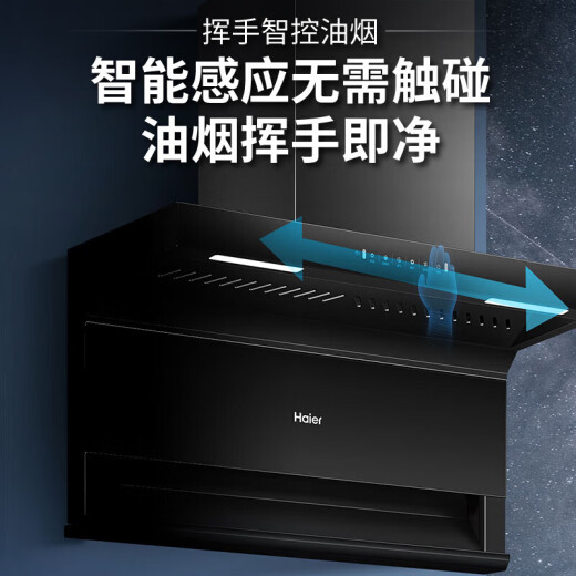 海尔（Haier）抽油烟机家用烟灶套装顶侧双吸油烟抽烟机大吸力机厨房燃气灶具二件套7字侧吸式变频EC723 【两件套】4.5KW猛火灶Q2BE50(液化气)