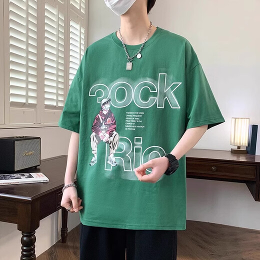 裴诗妍夏季短袖t恤男孩子初中高中学生潮流帅气12-16岁青少年大童夏装 693米色 薄款 M  80-95斤左右
