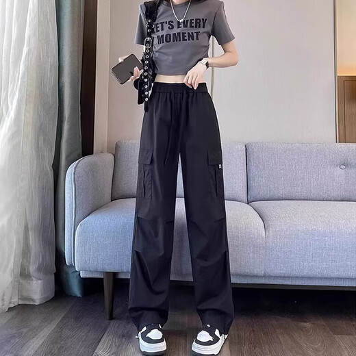 美式工装裤女夏季薄款小个子束脚登山裤休闲宽松阔腿速干运动裤子 绿色 【MY-689】 2XL