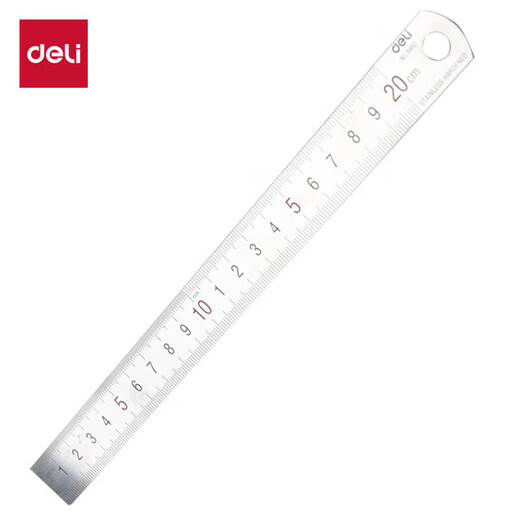 Deli 20cm stainless steel ruler measuring drawing scale ruler with formula conversion table office supplies silver one 8462
