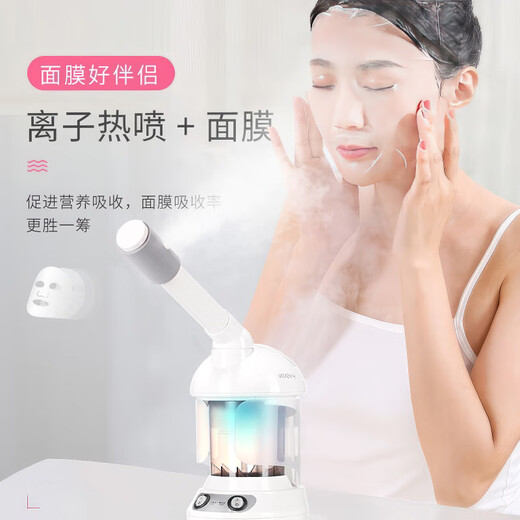 Golden Rice hot spray facial steamer nano ion hot and cold dual spray sprayer facial steamer large spray large capacity hot spray instrument beauty salon facial beauty instrument open pores steam cleaning machine light gray large spray large capacity single thermal spray facial steamer