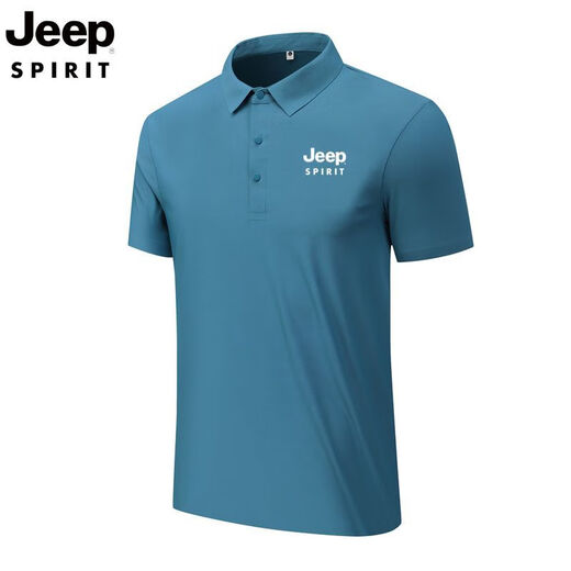 JEEP SPIRIT短袖冰丝男士POLO商务夏季翻领休闲大码T恤上衣时尚简约百搭潮流 藏青[JP12358]