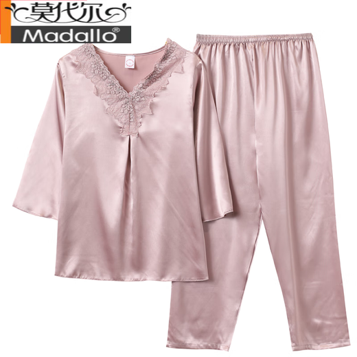 Modal Pyjamas für Frauen im Sommer Eisseide dünne Kurzarm zweier als zweiteilige Mutter mit mittleren und älteren Mutter Seide im mittleren Alter I Seiden Spring und Herbst Home LH683 Deep Powder L empfohlen 100-120 Jin [Jin entspricht 0,5 kg]
