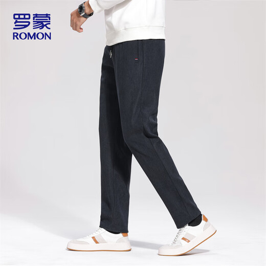 ROMON casual pants men's autumn loose business straight trousers corduroy warm sports pants men ZY02 dark gray X