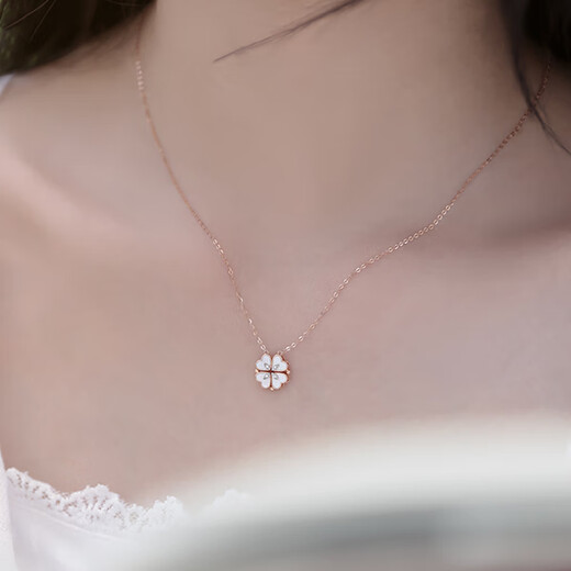 Chao Acer diamond mother-of-pearl 18K gold necklace girl birthday gift Xianmeng XQK32206523 about 40cm plus tail chain