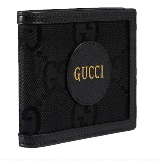 Gucci luxury men's bag OffTheGrid series classic double G black fabric folding wallet black