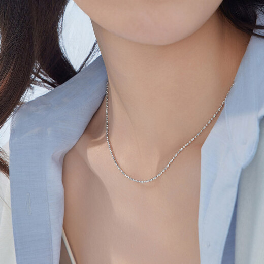 Lukfook Jewelry Platinum 950 Simple Carved Beads Platinum Necklace Plain Chain Price G07P0005DS 40cm-4.89g (including labor cost 553 yuan)