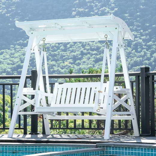 Shengxi silla de columpio al aire libre, silla de hamaca de balcón interior de la casa, patio de leisura de madera de madera de madera de madera de madera de madera sólida 699 swing blanco de madera blanca columpio