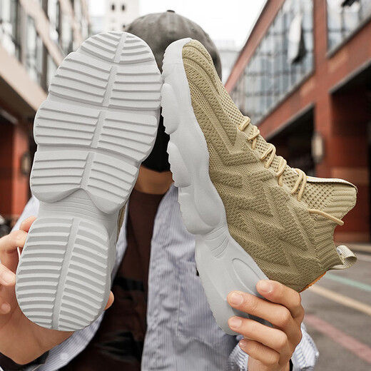 Changxiang Huili Men's Shoes 2025 NUEVO SUMER BRAENTABLE MESH Sports y Coconut Coconut Running Carrete Light Running para hombres RF-AA9909 BEIGE 40