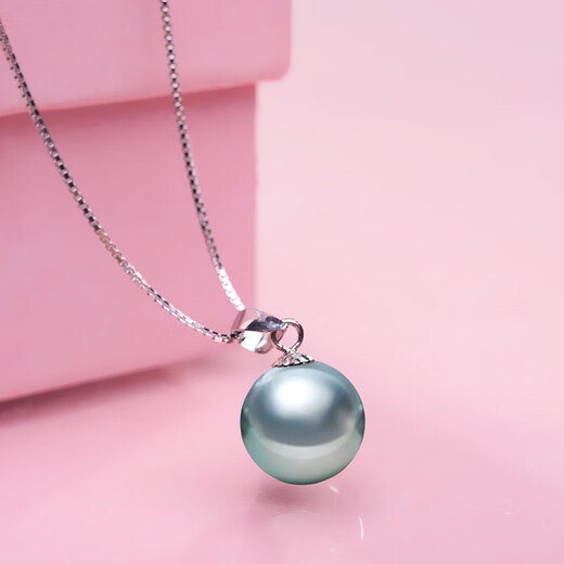 Drops of water form pearls, seawater pearl pendant for women, strong light, high quality, platinum, gray Tahitian black pearl, 18k gold pendant jewelry, 9.0-10.0mm pearls