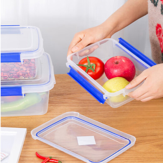 Wilde Taube große Frischwachtbox mit Deckelhotel Küche gefrorene Lebensmittelablagerungskiste transparente Frischwachtbox Rechteckige Plastikbox Blaues Schnalle 8-teiliger Set
