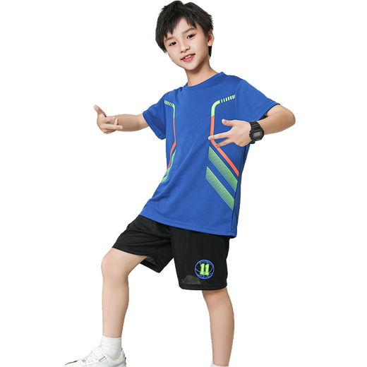 Traje de secado rápido para niños de verano para niños que absorben sudor de niños y grandes ropa deportiva de uniforme de fútbol de carrera para niños es de media talla 120