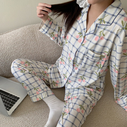 Rongxitu (Rongxitu) Frühlings- und Herbst -Pyjamas Long Sleeve Thin Home Clothing Set Q9226# 175 L