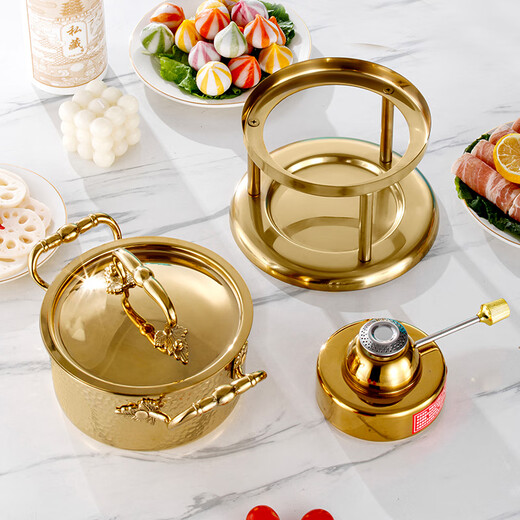 Prince Zheng 304 stainless steel single small hot pot, one person, one pot, home catering, hotel club, hot pot, induction cooker, triangle ear true color, 17.5cm