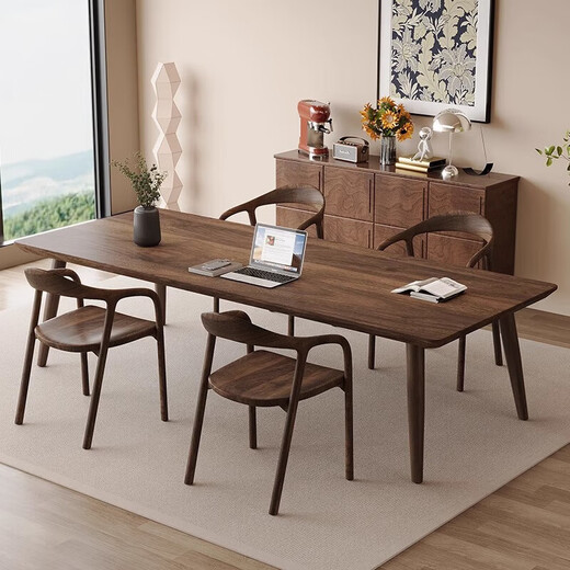 Sands Duke modern and simple South American black walnut to the living room large desk home multi-person solid wood learning and writing desk New Zealand pine 200*90*75 thick 4.5cm