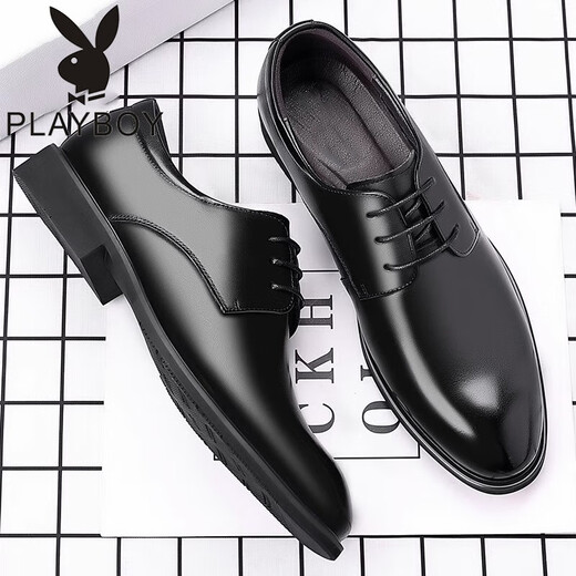 Playboy (Playboy Physical) Lederschuhe für Männer echtes Leder atmungsaktives Geschäft formelles Verschleiß lässiger Höhenverbesserung Herrenschuhe für Sommer Schwarze Britische Bräutigam Hochzeitsschuhe 9888 Schwarz 37 <Real Cowhide>
