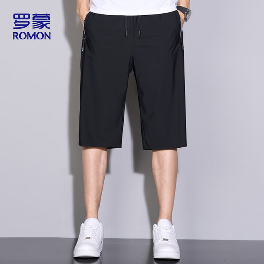 Romon (Romon) Sports Shorts masculins Été respirant mince lâche décontracté pantalon de plage pantalon court zh9877 noir 2xl