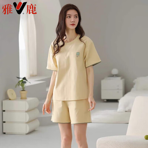 Yalu -Pyjamas für Frauen im Sommer Reine Baumwollshorts Einfacher lässiger und dünner Baumwollstil für Outdoor -Kleidung. Z9856 M empfohlen 80-100jin [Jin ist 0,5 kg]