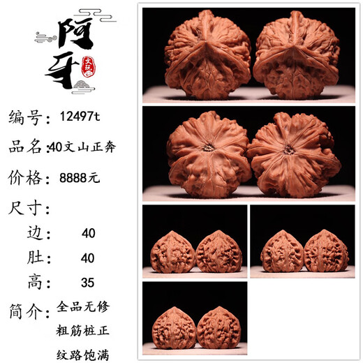 少羽文玩核桃三棱正奔天然盘山文山四楞野生高端收藏级把件 16822【34盘山正奔】