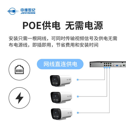 Zhongwei Century JOVISION waterproof surveillance camera 5 million high-definition dual-light full-color outdoor indoor POE powered mobile phone remote camera JVS-GT02-5DPM-F6 6mm