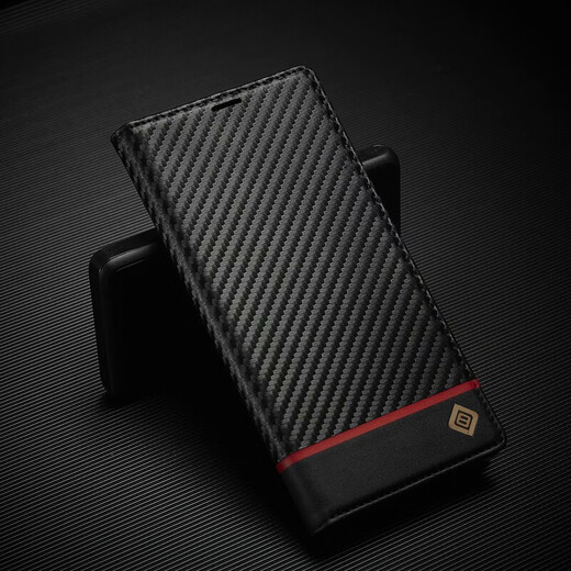 猫漫尖适用三星S25ultra碳纤维纹皮套Note20钱包插卡FE手机壳A36翻盖s24 黑色 横纹 三星S21