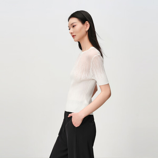 Ep yaying Frauenkleidung Maulbeer-Seidenacetat Kurzarm Strickt-Shirt Unterwäsche Basis Top 2025 Sommer Neues Modell 9905a Weiß L.