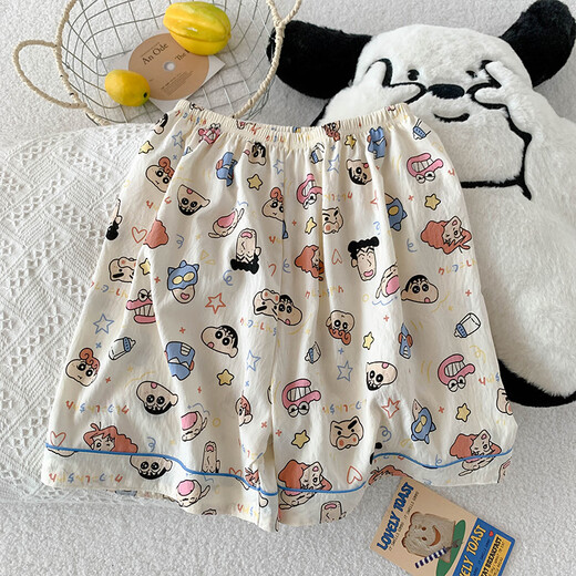 Ziweiqi lindo crayón pijama de algodón shin-yun para mujeres cardigan de verano dibujos animados de ropa para el hogar