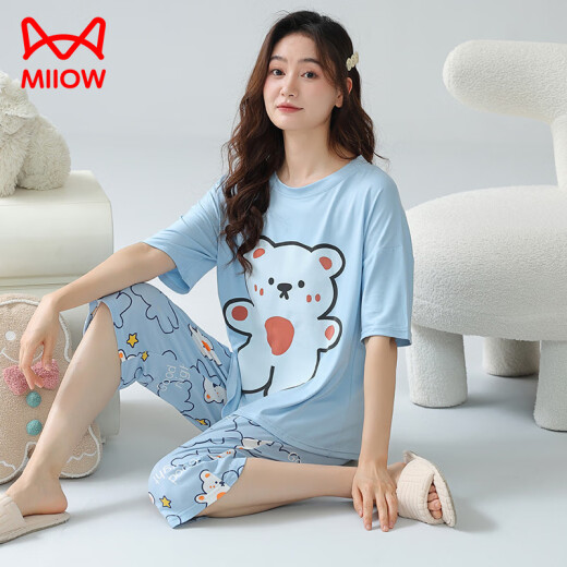 Catman (Miiow) 200Jin [Jin equivale a 0.5 kg] Pantalones de manga corta de algodón pijama de tamaño extra grande para mujeres en el verano MM LOLE 220Jin [Jin iguala 0.5 kg] 240Jin [Jin equivale a 0.5 kg] 6xl establecido QDX719# Panentes cortados cortos M [80-100Jin [Jin igualar]