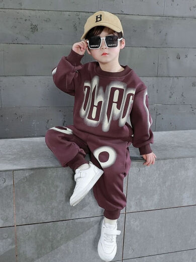 G. DUCKKIDS男童春秋款卫衣套装儿童春装宝宝洋气帅气春季长款衣服运动两件套 紫色春秋两件套 12048斤内120厘米以下 均码