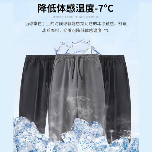 真维斯（JEANSWEST）束脚裤男士夏季休闲长裤哈伦裤凉感透气运动裤速干裤露营防蚊长裤 黑色 棕米山脉_K L