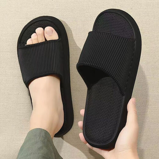 Pantres intérieures 3angni pour hommes, doux et élastique, salle de bain confortable, anti-glissement, anti-odor, léger, pantoufles de couple simples pour femmes, noire 40-41 (largeur du pied recommandée pour prendre une taille plus grande)