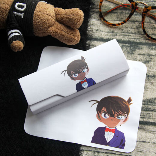 眼镜盒二次元 眼镜盒男抗压便携动漫可爱简约柯南少女学生创 黑白柯南 送眼款布