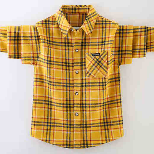 Arctic velvet children's clothing, boys' shirts, spring thin coats, children's shirts, long-sleeved plaid shirts, boys' tops, HPG-8501 plaid shirt - blue, size 170 (recommended height is about 160cm)