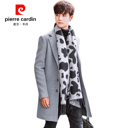 Pierre Cardin windbreaker men's mid-length Korean style trendy and handsome woolen coat men's spring and autumn thickened long British style coat design Khaki L 105-120Jin Jin equals 0.5 kg